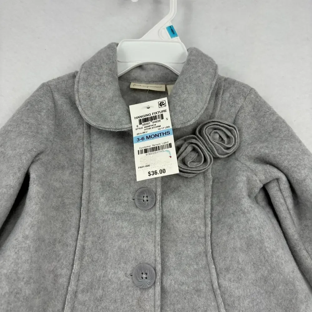 First Impressions Infant Pea Coat Jacket Gray Button Up 3-6 Months Macy's